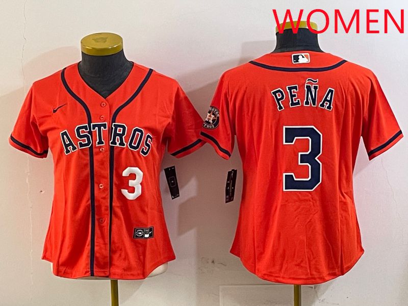 Women Houston Astros #3 Pena Orange Game 2025 Nike MLB Jersey style 2